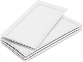 img 4 attached to White Rectangular Serving Platters For Parties And Entertaining - Set Of 4, 12.6 Inch - Ideal For Serving Food, Desserts, Sushi, Vegetables, And Cake