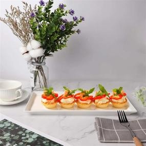 img 2 attached to White Rectangular Serving Platters For Parties And Entertaining - Set Of 4, 12.6 Inch - Ideal For Serving Food, Desserts, Sushi, Vegetables, And Cake