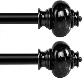 img 4 attached to Upgrade Your Windows With QITERI 28"-48" Adjustable Black Curtain Rods - 2 Pack With Marbled Finials, 3/4 Inch Window Treatment Solutions