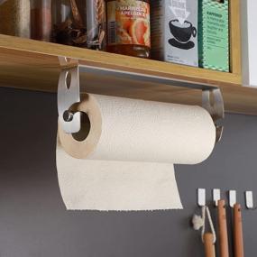 img 3 attached to Stainless Steel Adhesive Paper Towel Holder - Convenient No-Drill Kitchen Roll Holder For Under Cabinet Or Wall Mounting By YIGII
