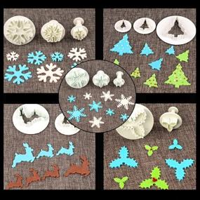 img 3 attached to 22 PCS Christmas Cookie Cutter Set Molds - Tree/Leaves/Sled/Snowman/Jingling Bell/Deer Fondant Embossing Tools Plunger Cutters For Cupcake Cake Topper Decorating Snowflake