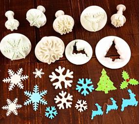 img 1 attached to 22 PCS Christmas Cookie Cutter Set Molds - Tree/Leaves/Sled/Snowman/Jingling Bell/Deer Fondant Embossing Tools Plunger Cutters For Cupcake Cake Topper Decorating Snowflake
