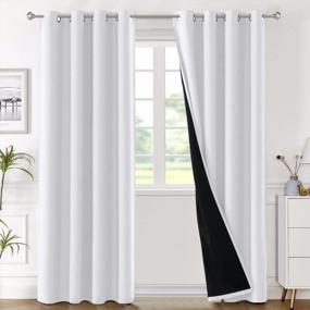 img 4 attached to H.VERSAILTEX 100% Blackout Curtain Panels 84 Inches Long Thermal Insulated Blackout Lined Curtains For Bedroom Two Layers Full Light Blocking Drapes For Living Room, 2 Panels, White
