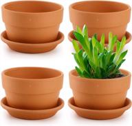 suwimut 4 pack terracotta pots with saucer, 6 inch large terra cotta plant pot with drainage hole, clay flower planter pot with tray for indoor outdoor plant logo