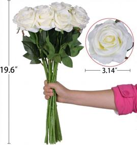 img 3 attached to Luyue 10 Pack Artificial Silk Rose Flower Wedding Bouquet Party Home Decor(Off White)