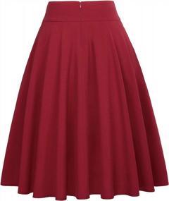 img 3 attached to Belle Poque Women'S High Waist A-Line Pockets Skater Flared Midi Skirt