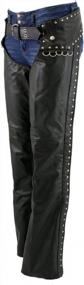 img 4 attached to Classic Black Motorcycle Leather Chaps For Women - Xelement XS7590 'Riveted', Size Large