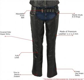 img 3 attached to Classic Black Motorcycle Leather Chaps For Women - Xelement XS7590 'Riveted', Size Large