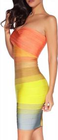 img 1 attached to Rainbow Bodycon Party Dress With Strapless Bandage Detailing For Women