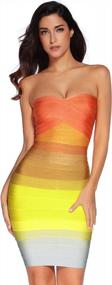 img 4 attached to Rainbow Bodycon Party Dress With Strapless Bandage Detailing For Women