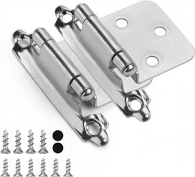 img 4 attached to Homdiy 12 Pairs (24 Units) Brushed Nickel Self-Closing Kitchen Cabinet Hinges - 1/2 Inch Overlay Satin Nickel Cupboard Door Face Mount Hardware