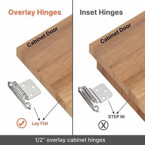img 2 attached to Homdiy 12 Pairs (24 Units) Brushed Nickel Self-Closing Kitchen Cabinet Hinges - 1/2 Inch Overlay Satin Nickel Cupboard Door Face Mount Hardware
