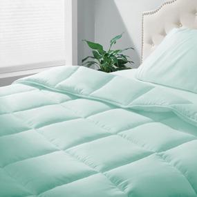 img 3 attached to Mint Green Microfiber All-Season Down Alternative Comforter - Quilted Duvet Insert Or Stand-Alone Box Stitched Design - Machine Washable Twin Size