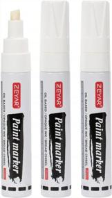 img 4 attached to Get Creative And Permanent With ZEYAR Jumbo Paint Markers - Ideal For Plastic, Wood, Rock, Metal And Glass - Waterproof, Smear Proof Chisel Point Ink - Set Of 3 White Colors
