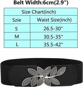 img 1 attached to Vintage Leaf Elastic Waistband For Women - Stretchy Belt For Dresses, Jumpsuits, And More - Wide Dress Belt ALAIX