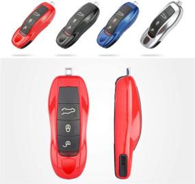 img 3 attached to Jaronx 3PCS Glossy Red Remote Key Covers for Porsche Boxster Turbo Cayenne Panamera Macan Cayman 911 - Painted Keyless Entry Skin Protectors - Key Fob Shell Cover