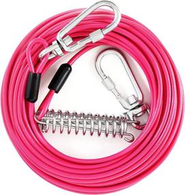 img 4 attached to 🐾 50-Foot Heavy Duty Dog Tie Out Cable for Large Dogs, Chew Proof Dog Chains for Yard, Durable Carabiner Dog Leash, Tether for Yard & Camping