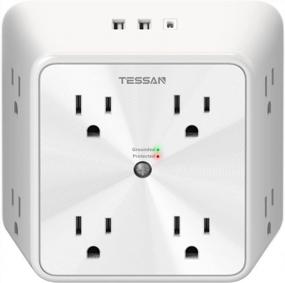 img 4 attached to TESSAN Сетевой фильтр на 8 розеток с 3 зарядными устройствами USB, портом USB-C и защитой 1700J для дома, офиса и комнаты в общежитии