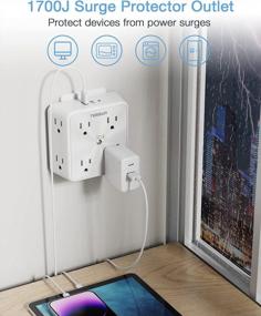 img 1 attached to TESSAN 8-Outlet Surge Protector With 3 USB Charger, USB-C Port And 1700J Protection For Home, Office & Dorm Room