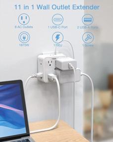 img 3 attached to TESSAN 8-Outlet Surge Protector With 3 USB Charger, USB-C Port And 1700J Protection For Home, Office & Dorm Room