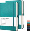 2 pack rettacy dotted grid hard cover journals - 320 pages of 120gsm thick paper in smooth pu leather with inner pocket, 5.75'' × 8.38'' size logo