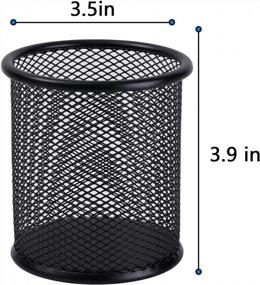 img 2 attached to Square Wire Mesh Pencil Holder Stand For Desk - Tihoo Black Metal Organizer