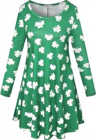 img 1 attached to Aphratti Women'S Long Sleeve St Patricks Cute Clover Print Casual Flare Dress