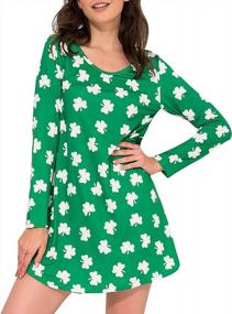 img 4 attached to Aphratti Women'S Long Sleeve St Patricks Cute Clover Print Casual Flare Dress