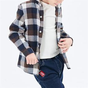 img 2 attached to 👕 Premium Yinggeli Flannel Boys' Tops, Tees & Shirts with Little Sleeve Button Design