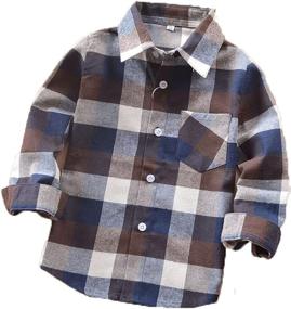 img 4 attached to 👕 Premium Yinggeli Flannel Boys' Tops, Tees & Shirts with Little Sleeve Button Design