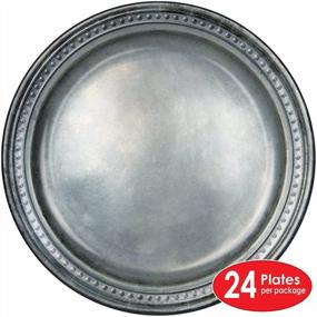 img 3 attached to Medieval Pirate And Halloween Themed Paper Plates – Set Of 24 Pewter Disposable Tableware For All Occasions – 9 Inch, 58178