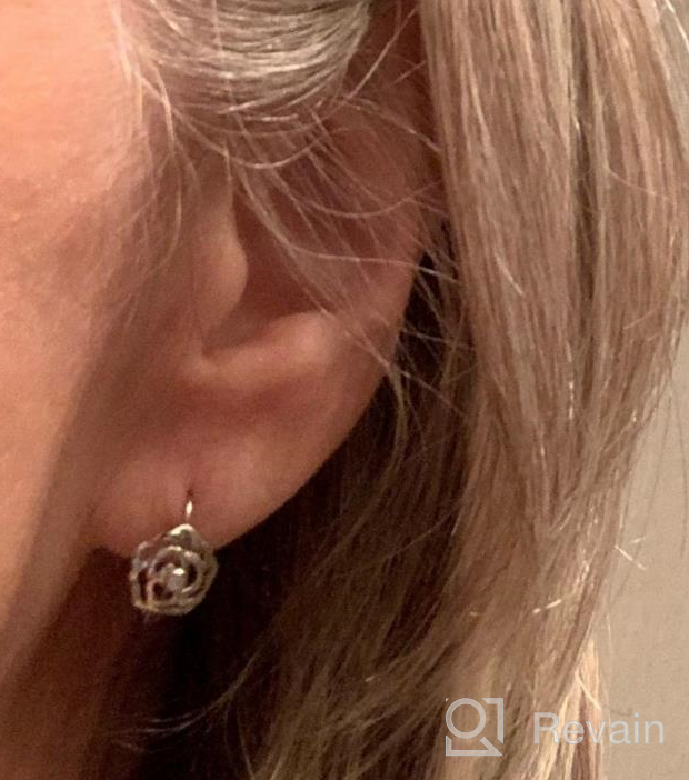 img 1 attached to Stylish ECOLVANT Hoop Earrings for Women in Sterling Silver - Rose Flower CZ Leverback Design, Perfect for Birthday Parties & Fashionable Women review by Sandy Reed