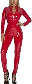 img 4 attached to Panegy Leather Bodysuit Clubwear Jumpsuit Women's Clothing via Jumpsuits, Rompers & Overalls