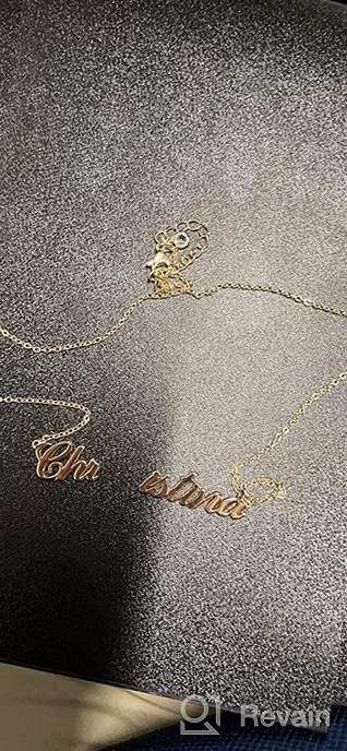 img 1 attached to 18K Gold Plated Custom Name Necklace for Women, Girls, Kids, and Teens 💎 - Personalized Plate Monogram Necklace with Personalized Name - M MOOHAM Gold Name Necklace review by Lex Ismael