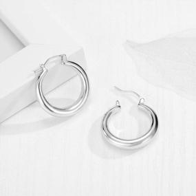 img 1 attached to Stylishly Chunky: Shop The Sovesi 14K Gold Plated Small Thick Hoop Earrings With 925 Sterling Silver Post For Women