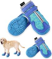 wowland dog shoes for dogs - winter snow and hot pavement dog boots with anti-slip sole, breathable dog booties paw protectors for hiking and walking, blue, 4pcs логотип