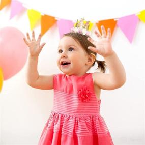 img 2 attached to 🎉 BIRSAT 1st Birthday Crown for Baby Girl: Cute Dog Birthday Hat with Rose Buds, Bandana & Cat Party Supplies