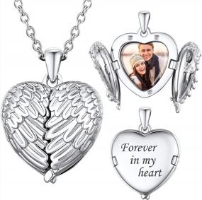 img 4 attached to SILVERCUTE 925 Sterling Silver Customizable Photo Lockets: Heart/Round/Oval Shape, Holds 1-2 Pictures, Perfect Gift For Women And Girls, Chain Length Options Available