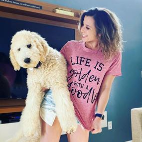 img 3 attached to Women'S Funny Dog Mama T-Shirt - Short Sleeve Mum Tee Top With Golden Doodle Design