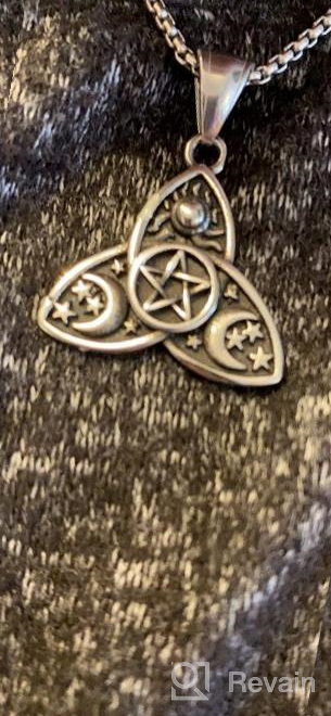 img 1 attached to Stainless Steel Triple Moon Goddess Necklace with 18K 🌙 Gold Plating - Wiccan Jewelry for Women, Personalized & Delicately Packaged review by Sean Florence