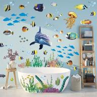 🐠 peel and stick diy underwater landscape decor - removable 3d ocean fish wall sticker with coral, grass, and seaweed decal for kids girls nursery bathroom living room bedroom логотип