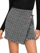 chic and comfy: wdirara women's mid waist plaid mini skirt for casual style logo