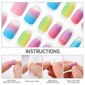 img 2 attached to Vibrant Gradient False Nails For Kids - 24 Pre-Glued Rainbow Tips For Ages 6+