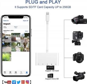 img 2 attached to Набор подключения камеры USB 5 в 1 с чтением карт SD TF, разъемом для наушников 3,5 мм и адаптером для зарядки для устройств iOS 14 - Совместим с iPhone 12 Pro и iPad - Адаптер для карты памяти SD камеры USB с функциональностью OTG.