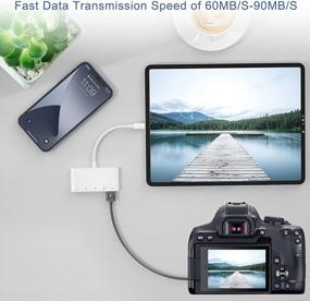 img 1 attached to 5-in-1 USB Camera Connection Kit with SD TF Card Reader, 3.5mm Headphone Jack, and Charging Adapter for iOS 14 Devices - Compatible with iPhone 12 Pro and iPad - SD Card Reader USB Camera Adapter with OTG Functionality