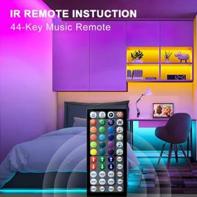 img 1 attached to Tenmiro 32,8 фута RGB LED интеллектуальные светодиодные полоски со сменой цвета в ритме музыки с пультом дистанционного управления для спальни, кухни, дома, телевизора, вечеринок и фестивалей
