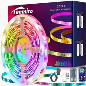 img 4 attached to Tenmiro 32,8 фута RGB LED интеллектуальные светодиодные полоски со сменой цвета в ритме музыки с пультом дистанционного управления для спальни, кухни, дома, телевизора, вечеринок и фестивалей