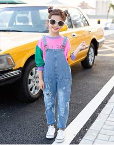 img 2 attached to Stylish And Comfortable Girls' Denim Jumpsuit With Color Changing Sequin Pants And Adjustable Belts