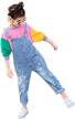 stylish and comfortable girls' denim jumpsuit with color changing sequin pants and adjustable belts logo