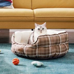 img 2 attached to 20In Small Dog & Cat Bed For Puppy/Kitten - Round Pet Beds W/ Slip-Resistant Bottom, Camel